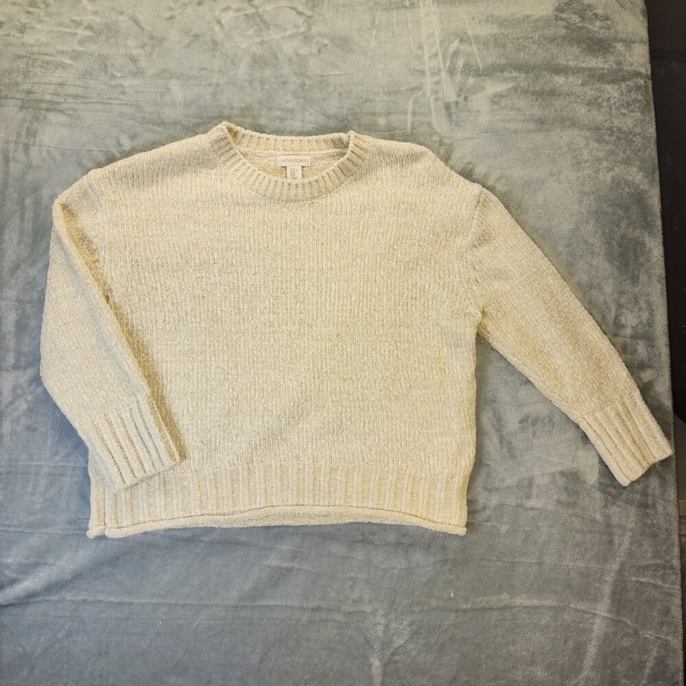 Cynthia Rowley Sweater Beige/Cream White Chunky Womens XL Soft